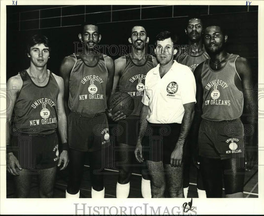 1979 Press Photo Men's basketball Don Smith with his starters. - nos34840- Historic Images