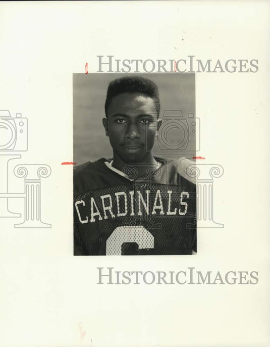 1990 Press Photo Belle Chasse High School Cardinals Footballer Brian Gabriel- Historic Images