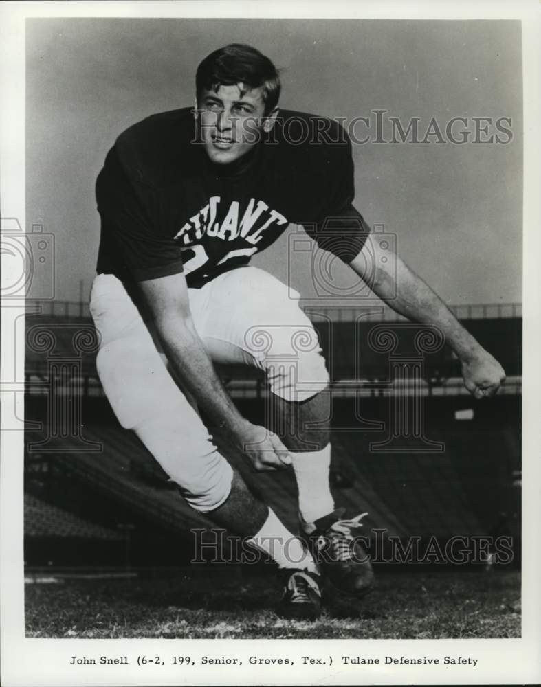 1970 Press Photo Tulane University Football Defensive Safety John Snell - Historic Images