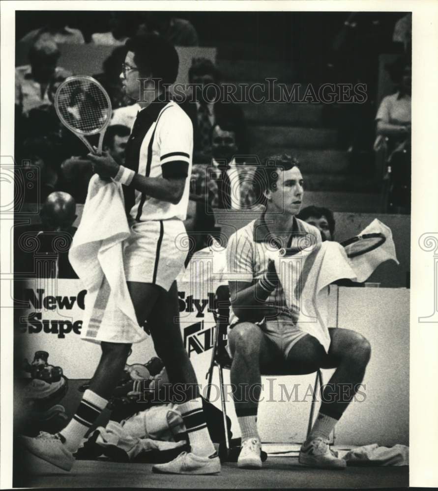 1978 Press Photo Tennis Players Dick Stockton, Arthur Ashe at New Orleans Match - Historic Images