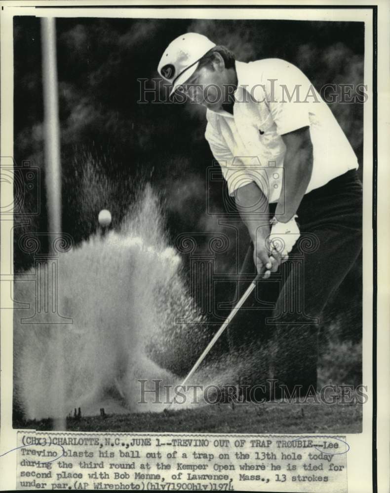 1974 Press Photo Golfer Lee Trevino in Kemper Open in Charlotte, North Carolina - Historic Images