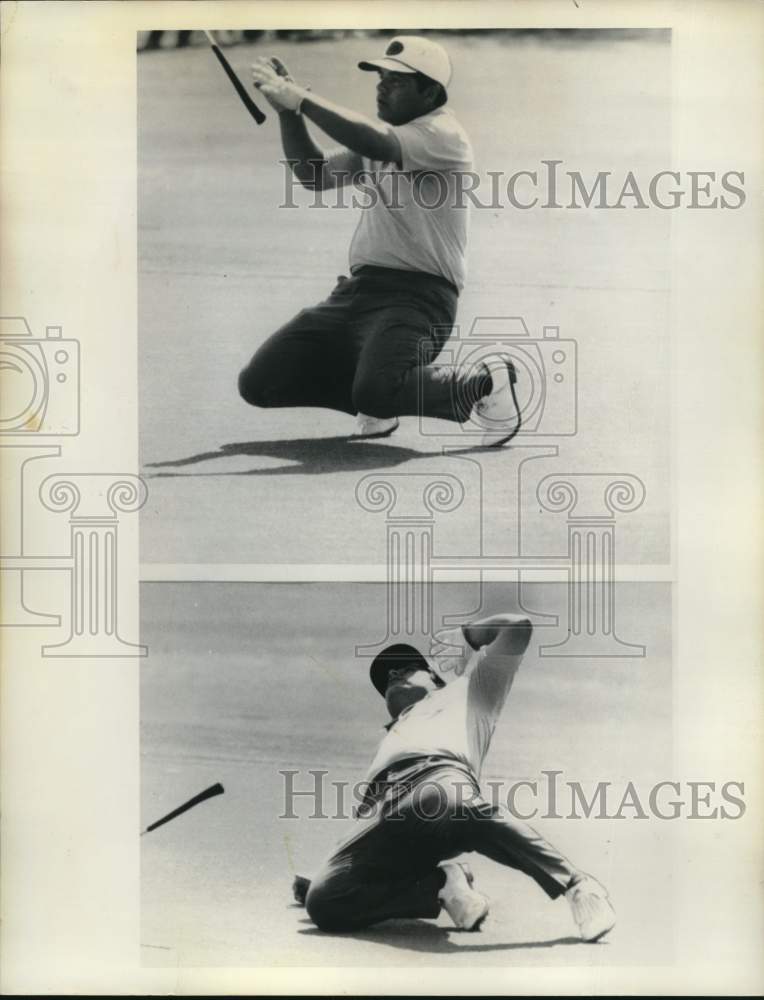 1970 Press Photo Golfer Lee Trevino reacts after play - Historic Images