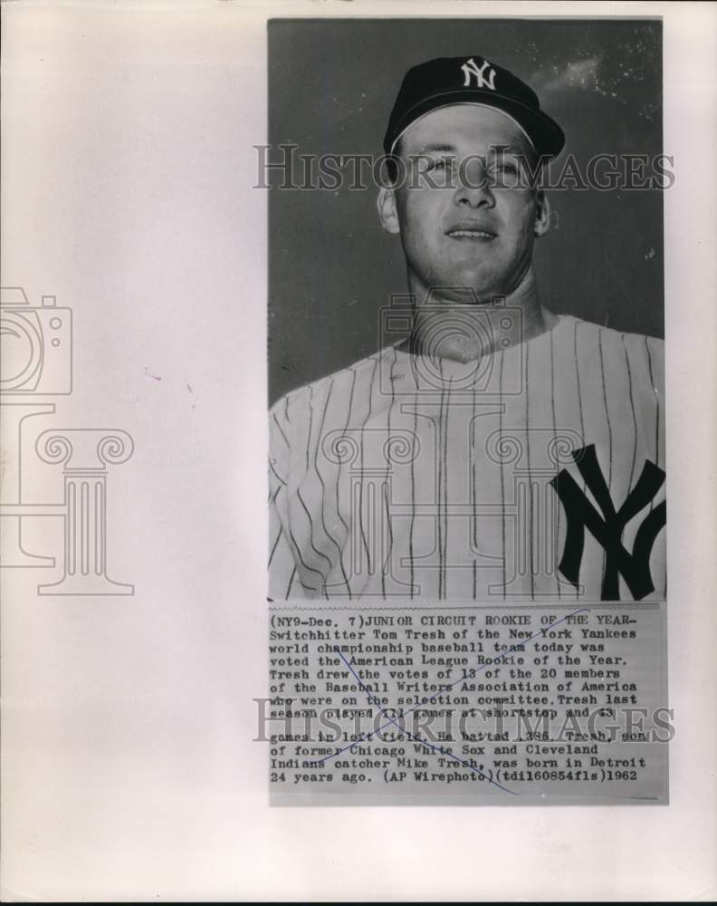 1962 Press Photo Tom Tresh of New York Yankees World Championship Baseball Team- Historic Images