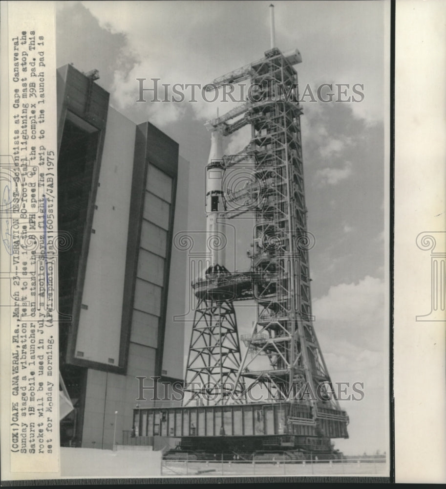 1975 Press Photo Vibration Test for Saturn 1B Mobile Launcher at Cape Canaveral- Historic Images