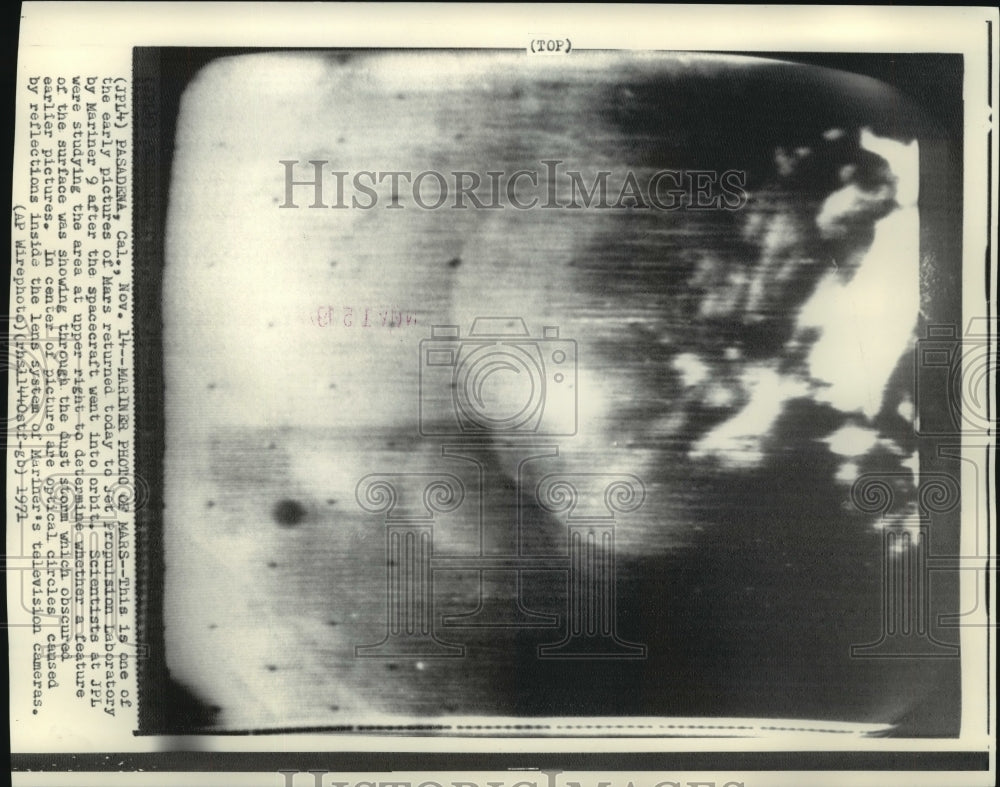 1971 Press Photo Mars View from Mariner 9 Spacecraft, Jet Propulsion Laboratory-Historic Images