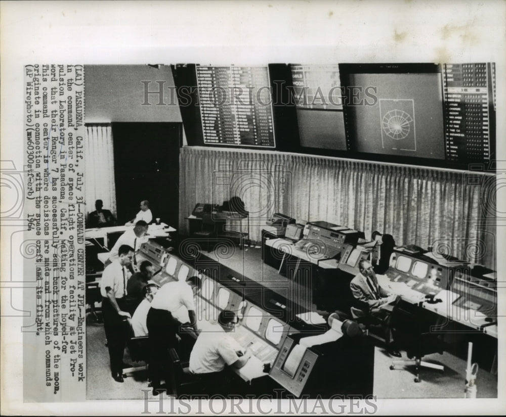 1964 Command center at Jet Propulsion Laboratory, Pasadena - Historic Images