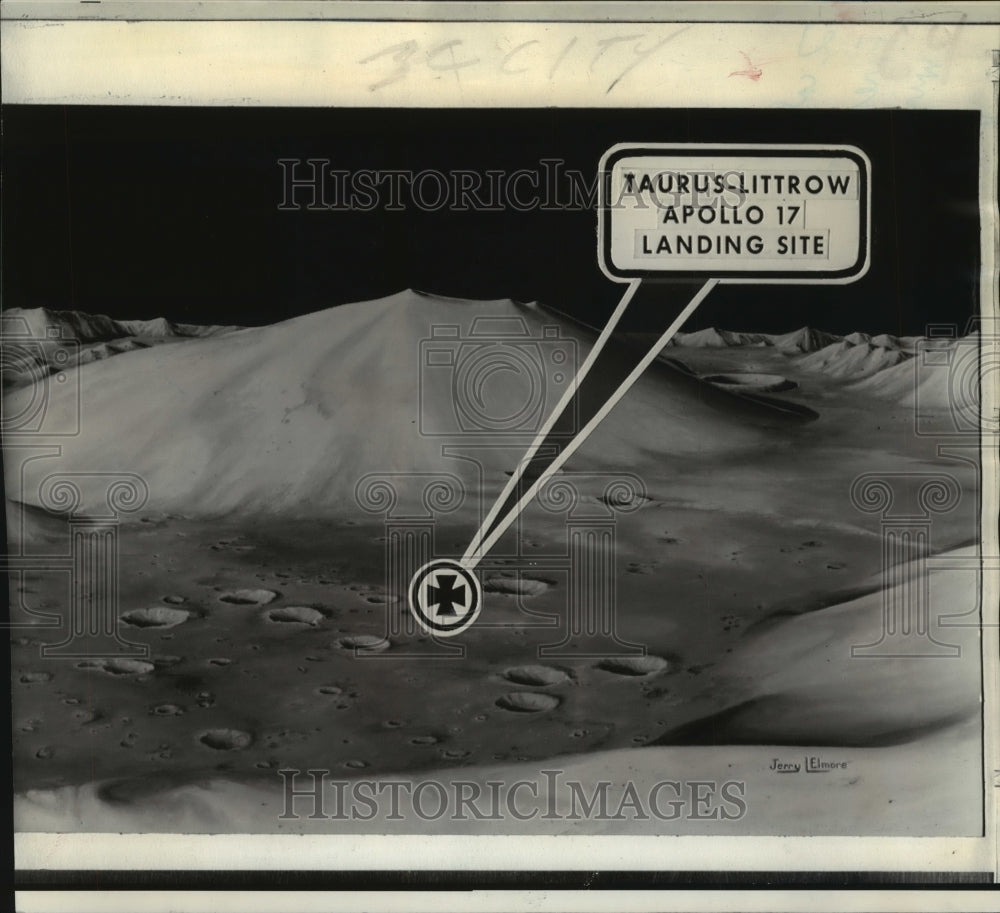 1972 Press Photo Artist&#39;s Conception of Taurus-Littrow Apollo 17 Landing Site- Historic Images