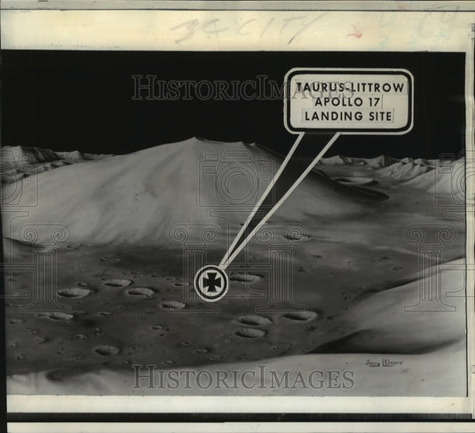 1972 Press Photo Artist's Conception of Taurus-Littrow Apollo 17 Landing Site- Historic Images