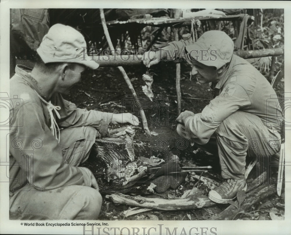 1967 Astronaut Mike Collins, Bill Anders in Jungle Survival Training - Historic Images