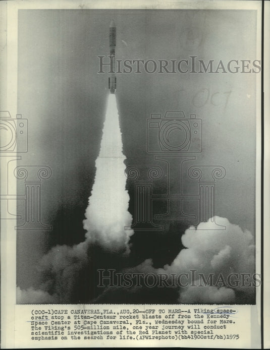1975 Press Photo Viking Spacecraft on Titan-Centaur Rocket Leaving for Mars - Historic Images