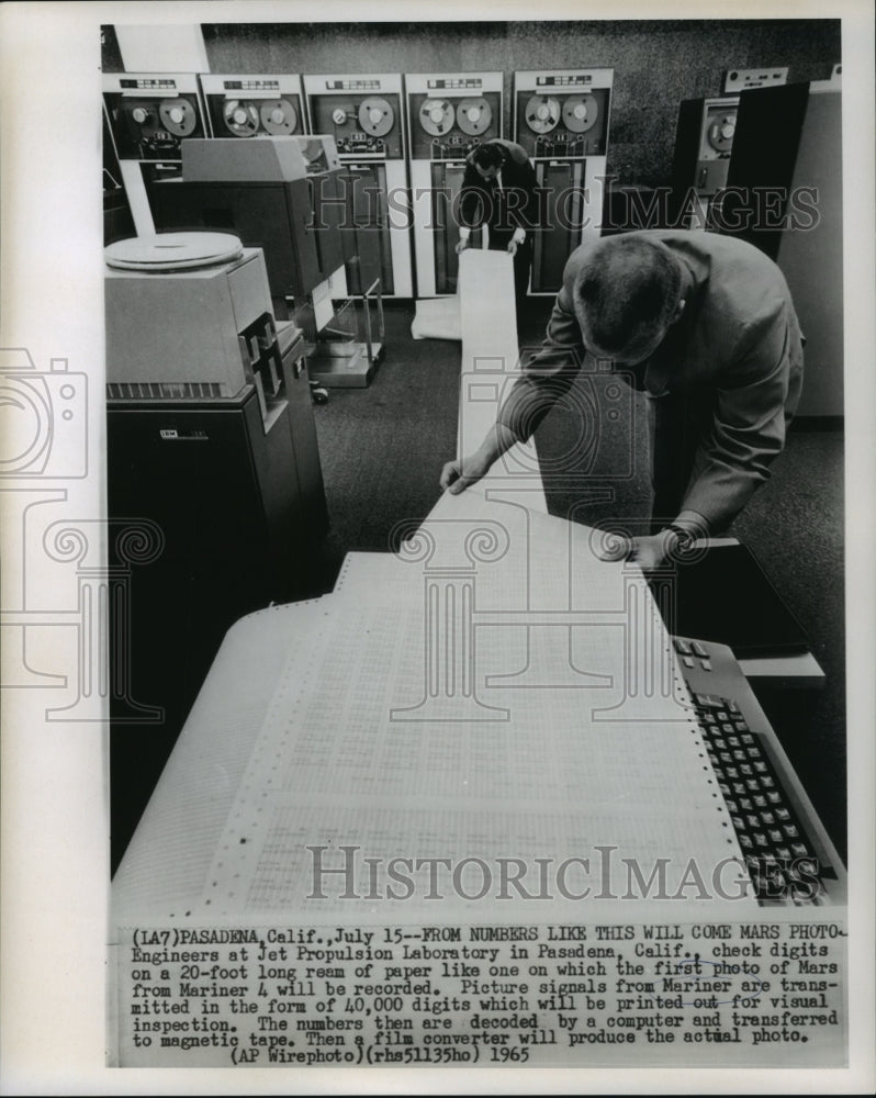 1965 Engineers Checking Digits of Mariner 4 Photo Transmission-Historic Images