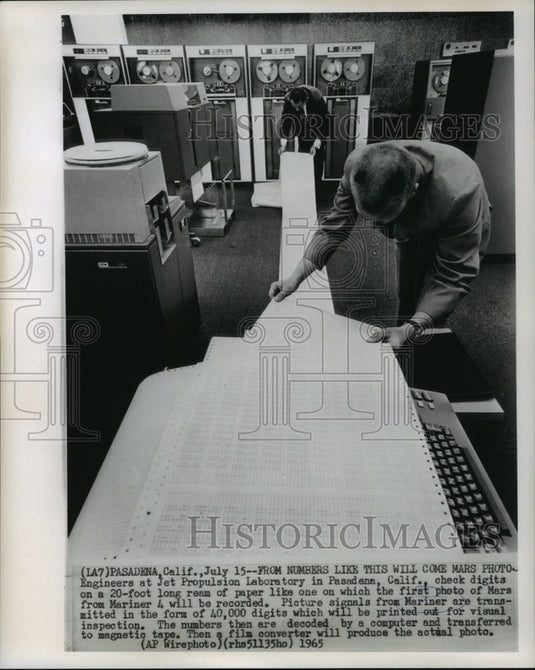 1965 Engineers Checking Digits of Mariner 4 Photo Transmission-Historic Images