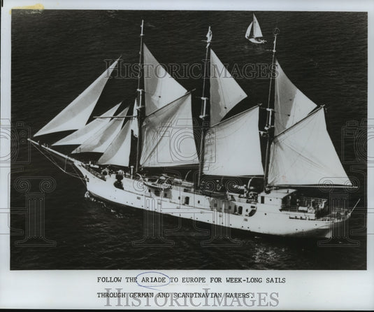 1976 Press Photo Sailing Ship Ariade, has sailing trips to Europe - not00308 - Historic Images
