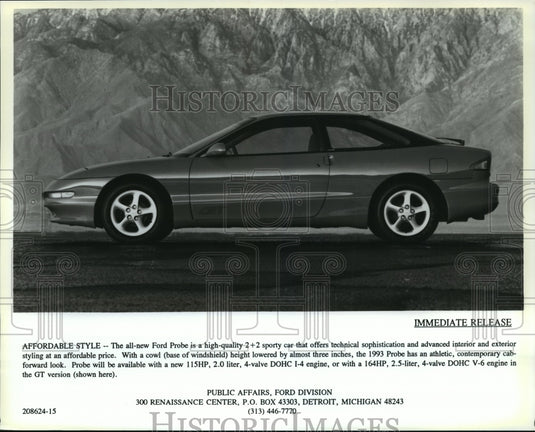 1993 Press Photo All-New Ford Probe 2-Door GT Sporty Car at an Affordable Price - Historic Images