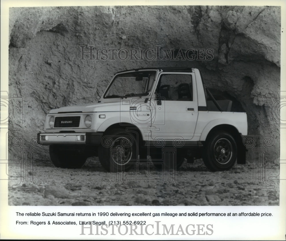1989 Press Photo Reliable 1990 Suzuki Samurai delivers excellent gas mileage - Historic Images