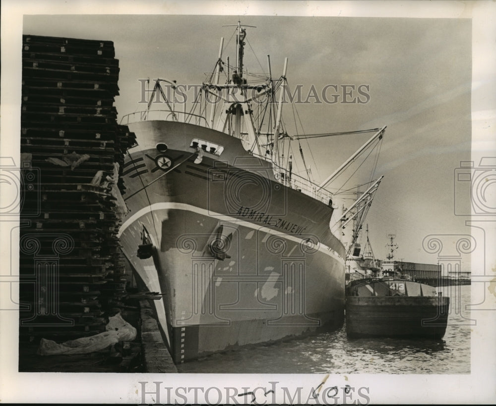 1965 Yugoslav Ship Admiral Zmajevic Takes on Cargo in New Orleans-Historic Images