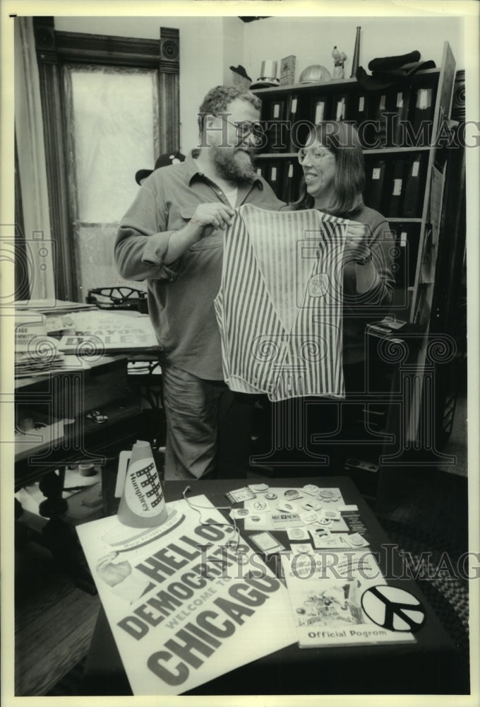 1988 Charles &quot;Sky&quot; and Lois King with 1968 Democratic collectibles-Historic Images