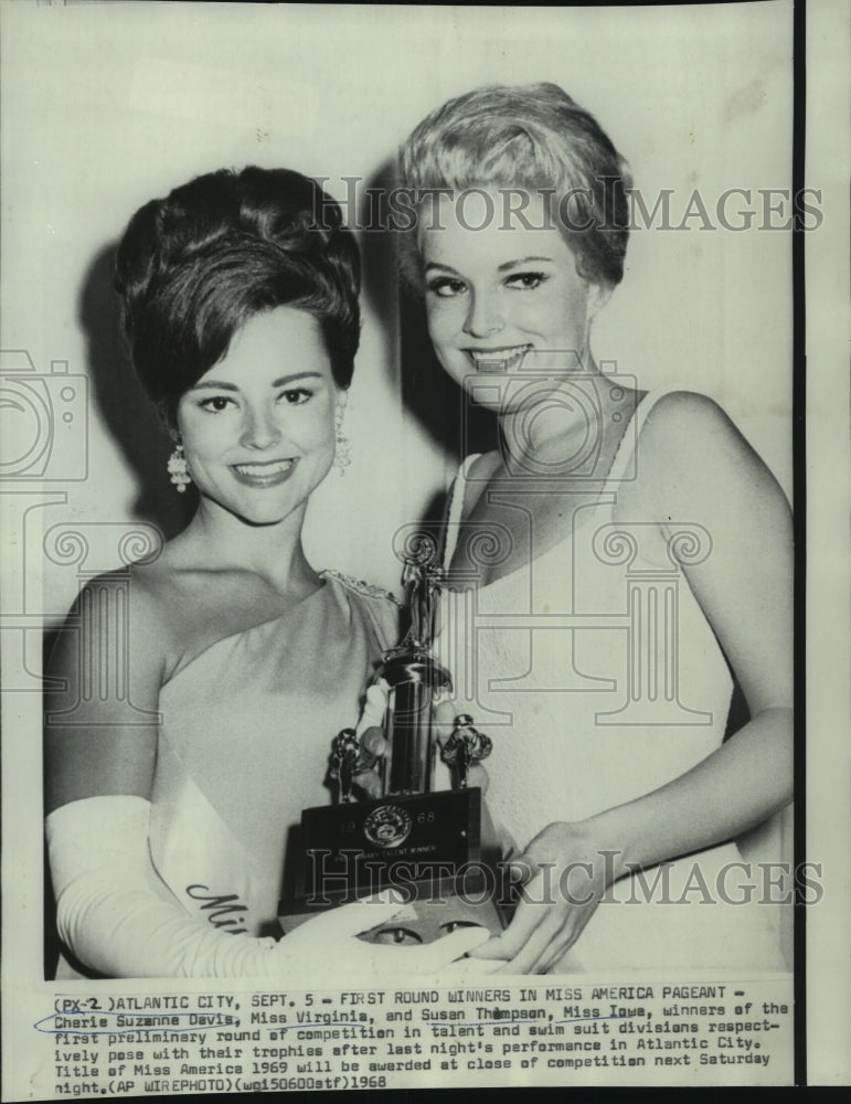 1968 Cherie Suzanne Davis, Susan Thompson at Miss America Pageant-Historic Images