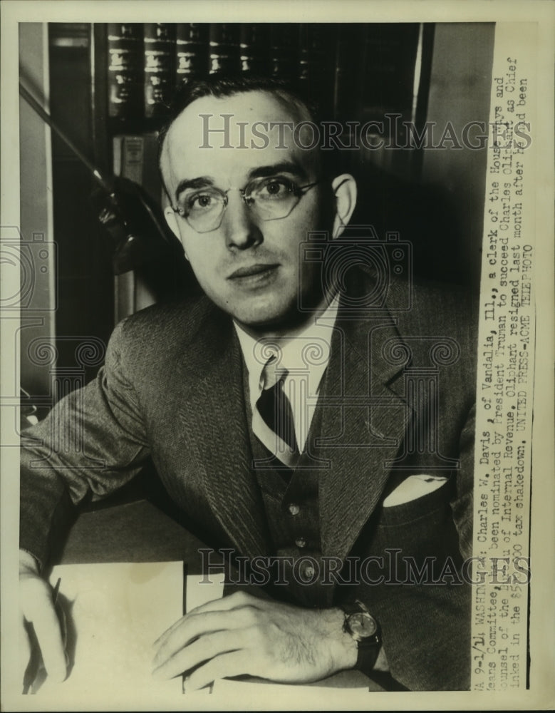 1952 Clerk of House Ways &amp; Means Committee Charles W. Davis - Historic Images