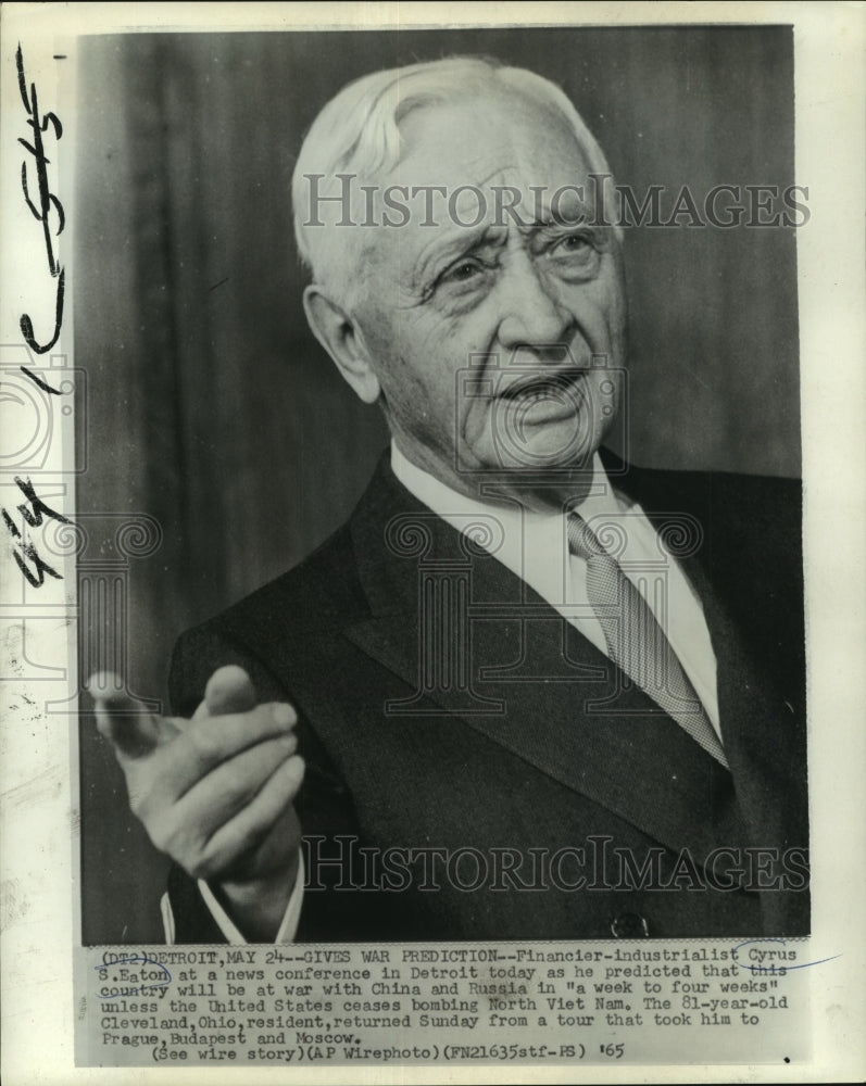 1965 Press Photo Financier Industrialist Cyrus S. Eaton at a news conference-Historic Images