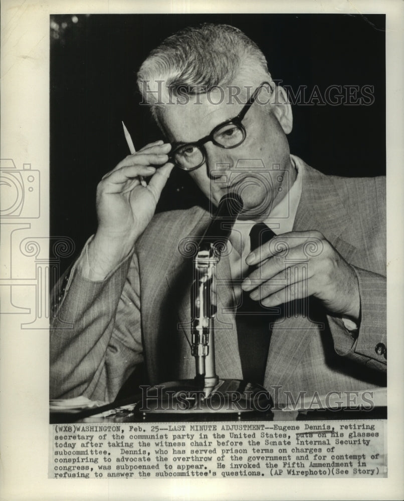 Press Photo Eugene Dennis, retiring secretary of the communist party