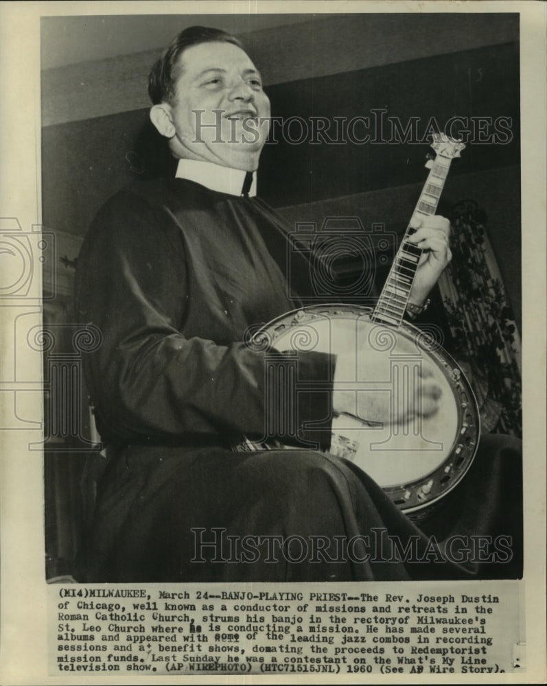 1960 Reverend Joseph Dustin of Chicago, plays Banjo in Church-Historic Images