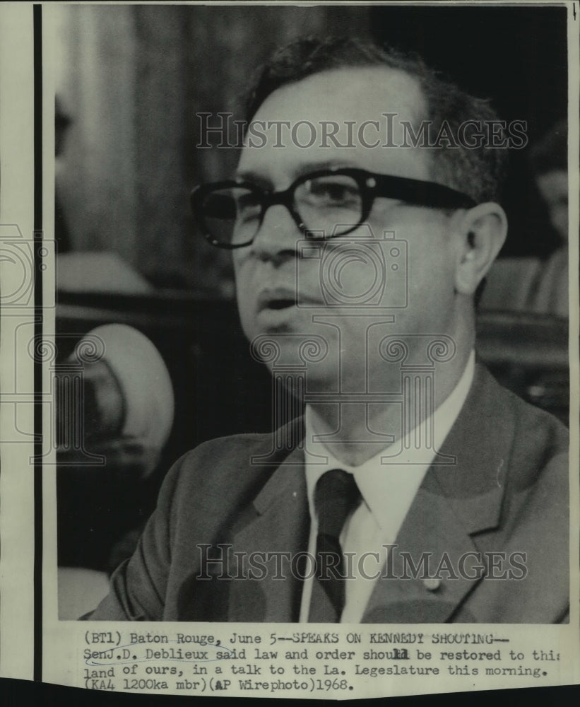 1968 Press Photo Senator J. D. Deblieux at Louisiana State Legislature-Historic Images