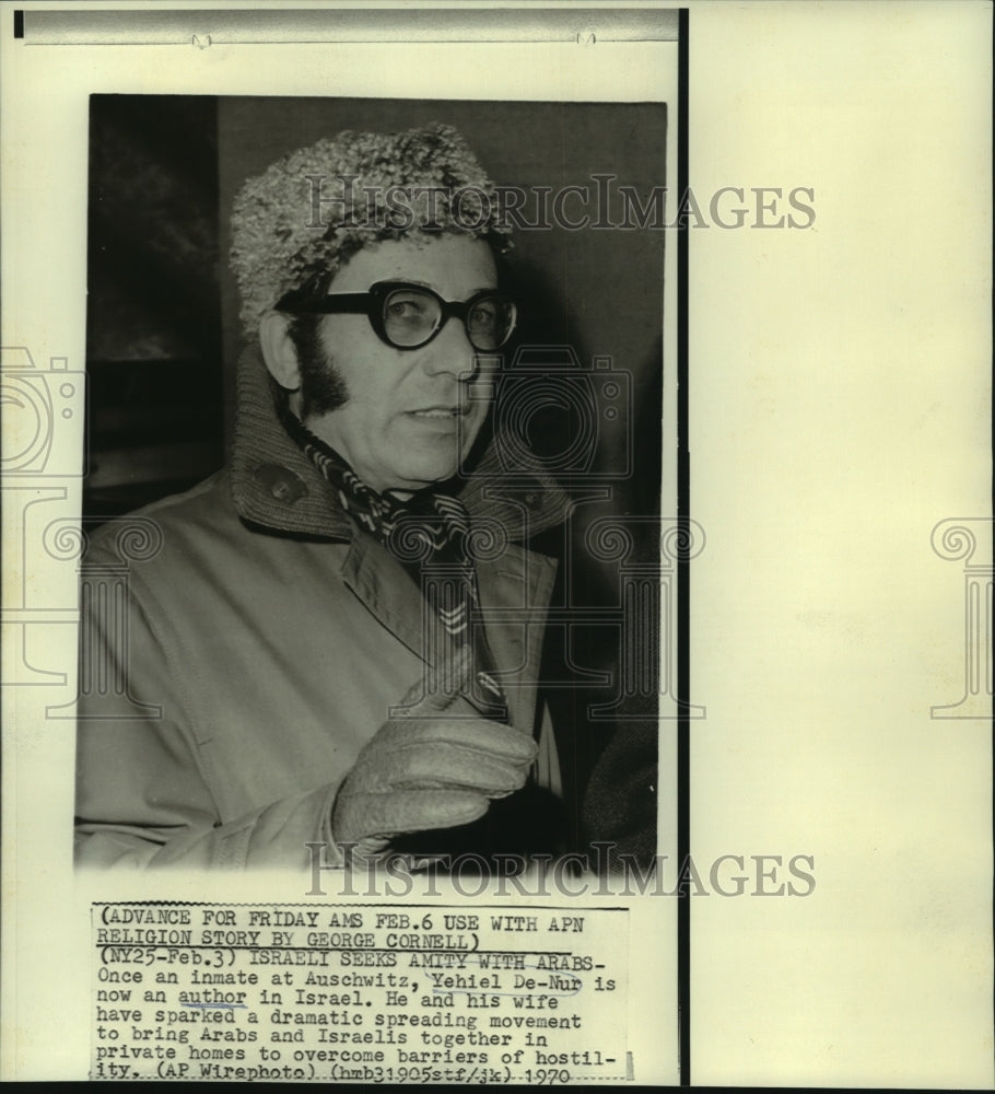 1970 Press Photo Former Auschwitz Inmate Yehiel De-Nur Seeks Amity with Arabs - Historic Images