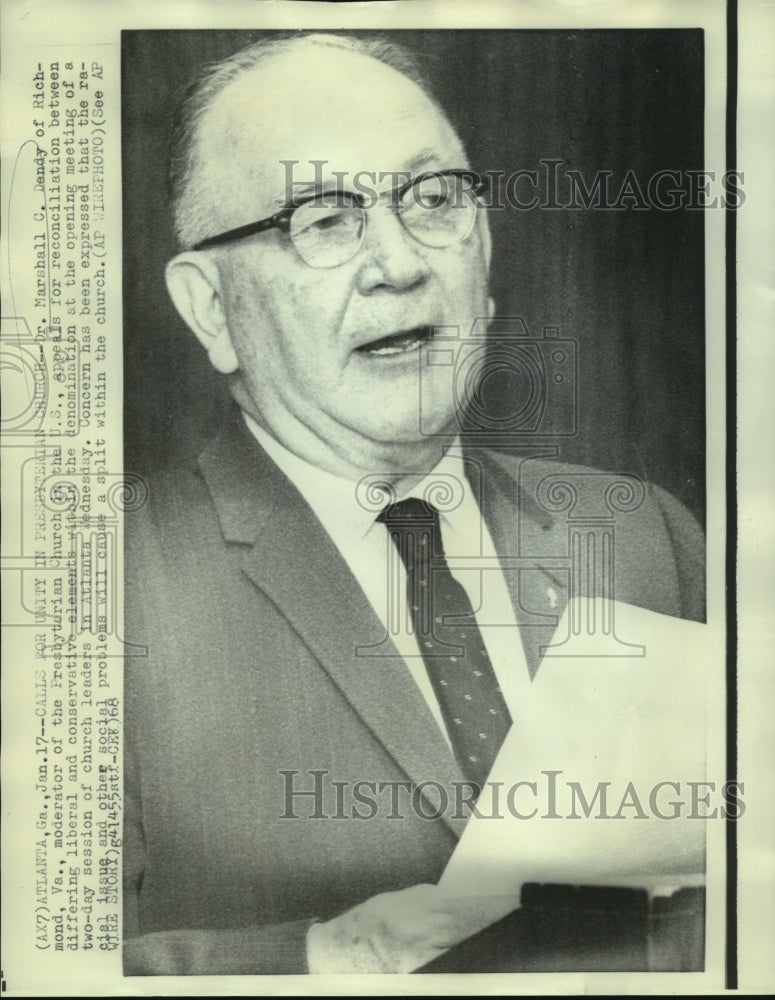 1968 Dr. Marshall Dendy Appeals for Unity in Presbyterian Church-Historic Images