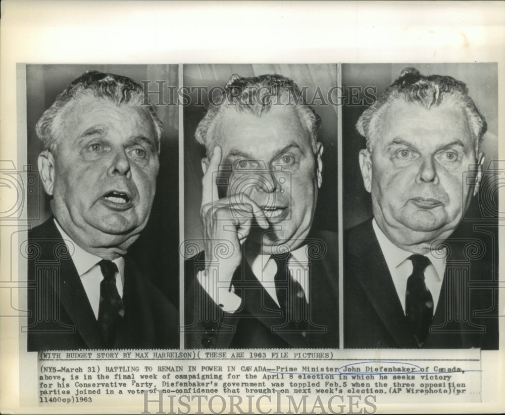 1963 Prime Minister John Diefenbaker in final week of campaigning - Historic Images