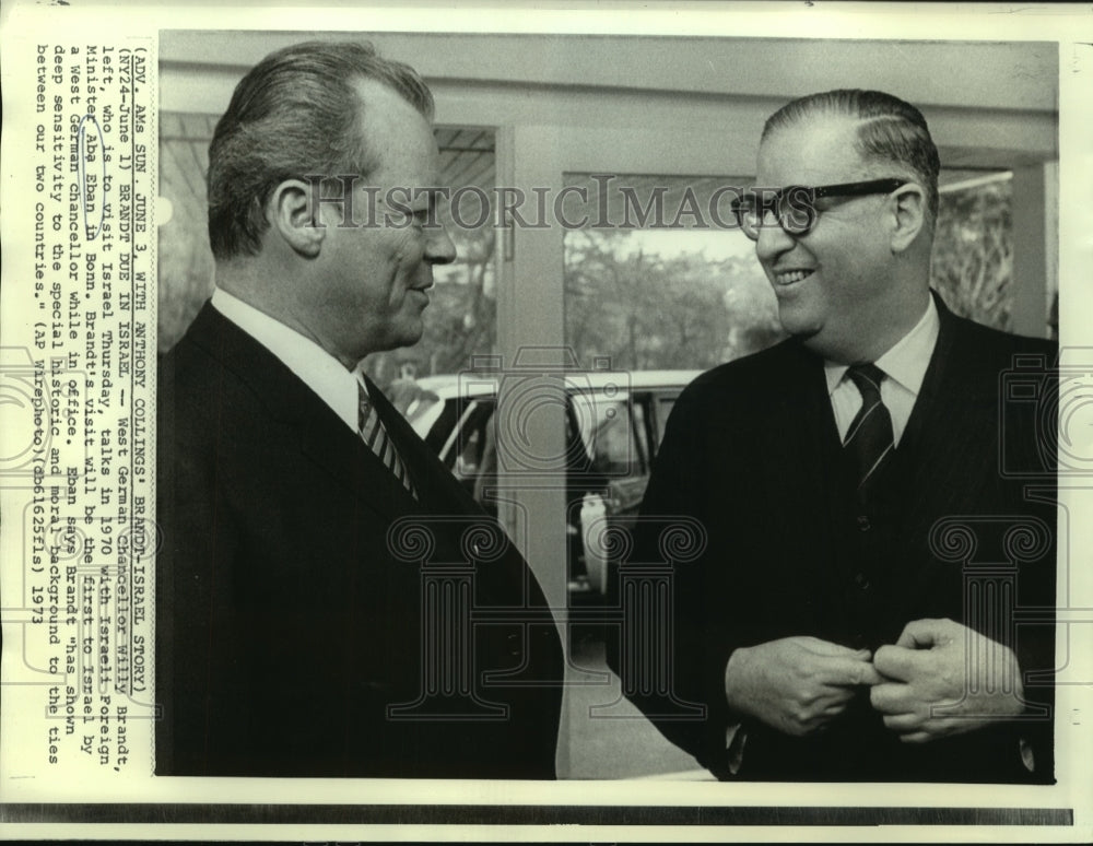 1973 West German Chancellor Willy Brandt with Israel's Aba Eban - Historic Images