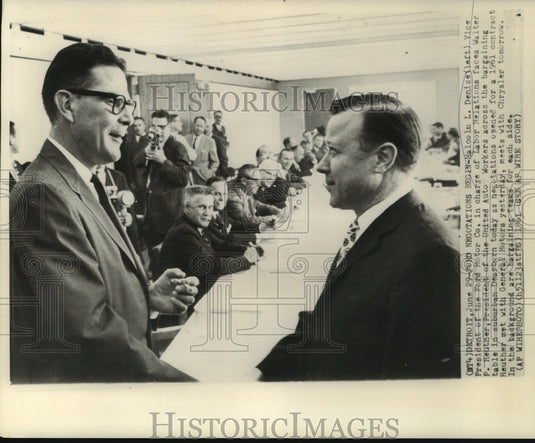 1961 Malcolm L. Denise, Ford Motor Co., & Walter P. Reuther of UAW - Historic Images
