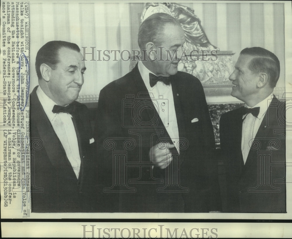 1968 President Johnson and Governors John Dempsey &amp; John Volpe - Historic Images