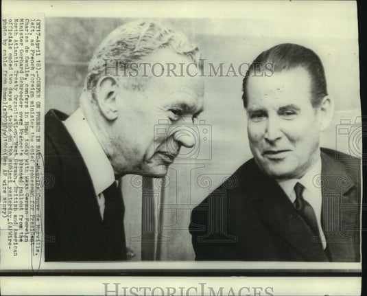 1966 French foreign minister confers, West German foreign minister-Historic Images