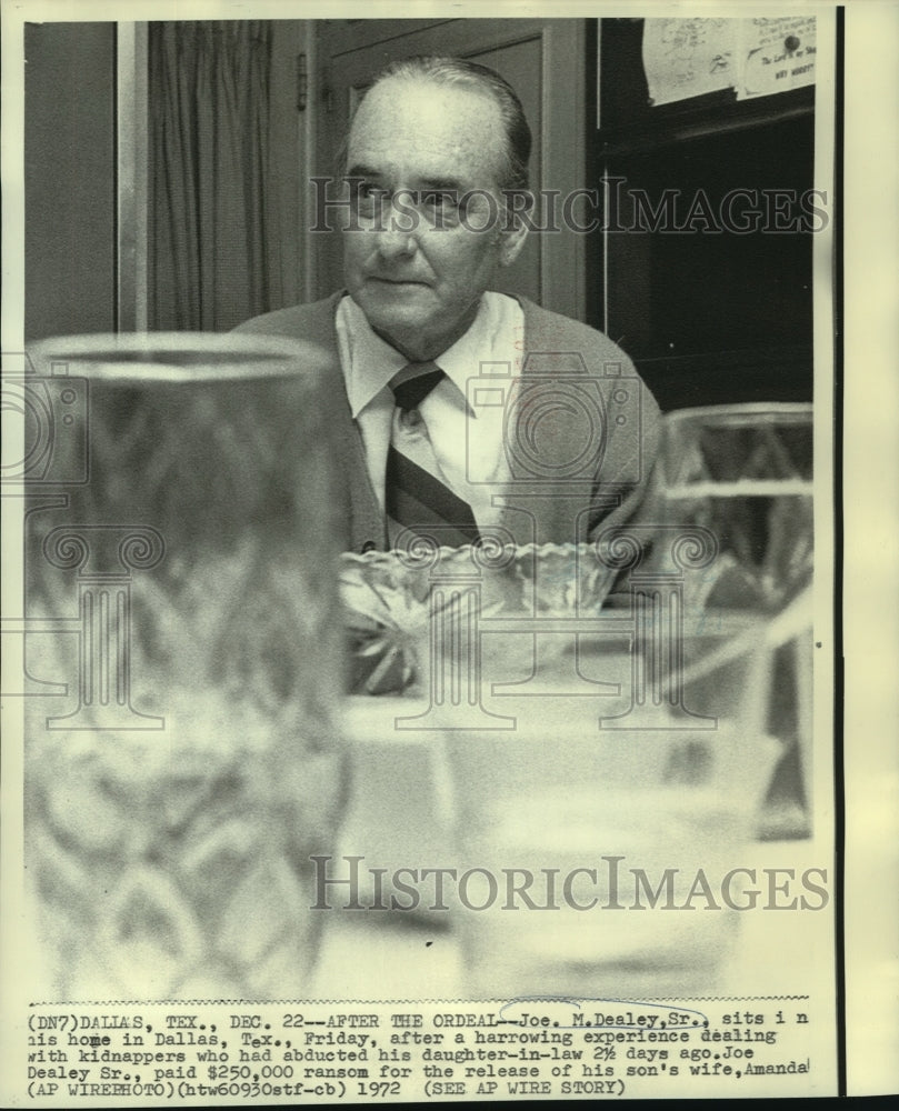 1972 Press Photo Tragedy- Joe M. Dealey Sr. After Paying Ransom For an Abduction- Historic Images
