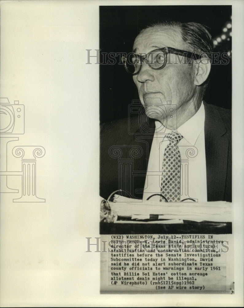 1962 Press Photo K. Lewis David Testifies Before Senate Investigative Committee-Historic Images