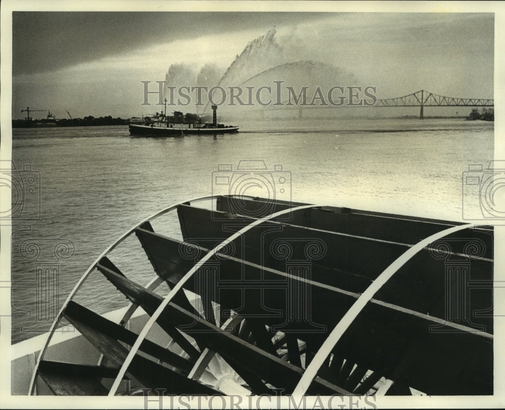 1974 The Cotton Blossom steamboat Christening at Toulouse St. Wharf - Historic Images