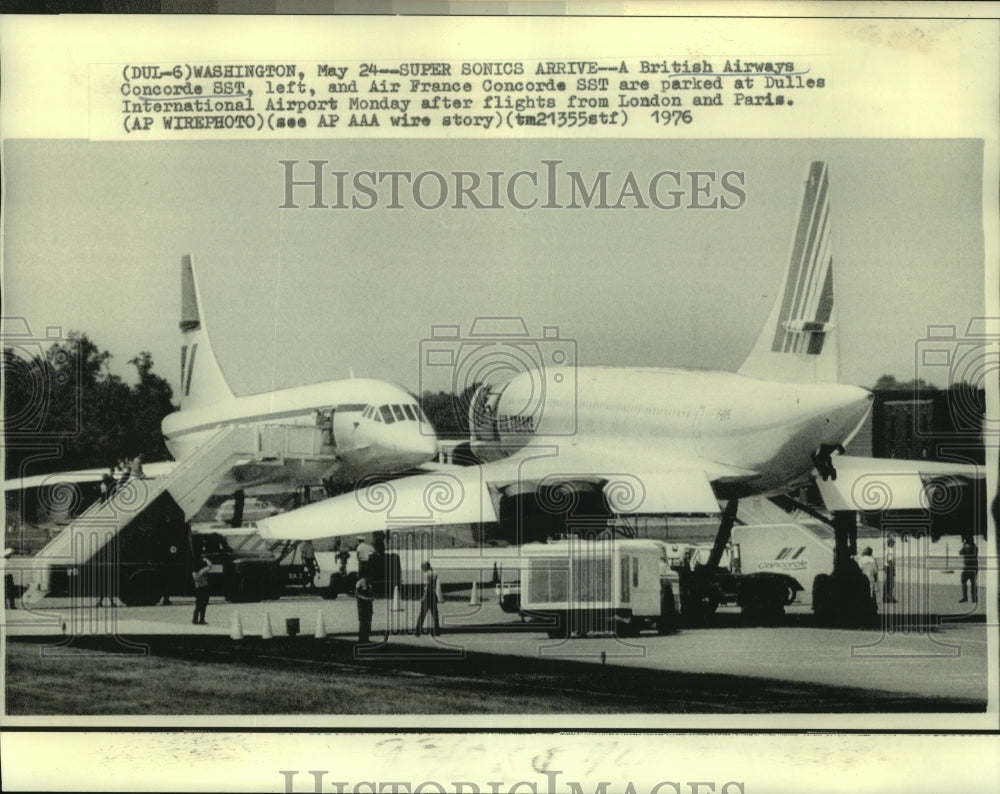 1976 Press Photo A British Airways Concorde SST & an Air France Concorde SST-Historic Images