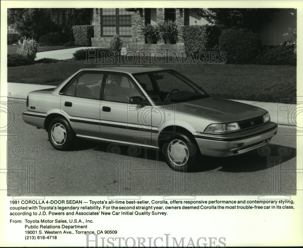 1991 Press Photo A new Toyota Corolla four-door sedan, Toyota&#39;s best seller - Historic Images