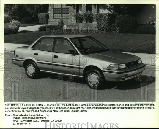 1991 Press Photo A new Toyota Corolla four-door sedan, Toyota's best seller - Historic Images