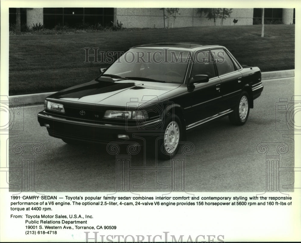 1991 Press Photo The new Toyota Camry, featuring 156 horsepower and a V6 engine - Historic Images