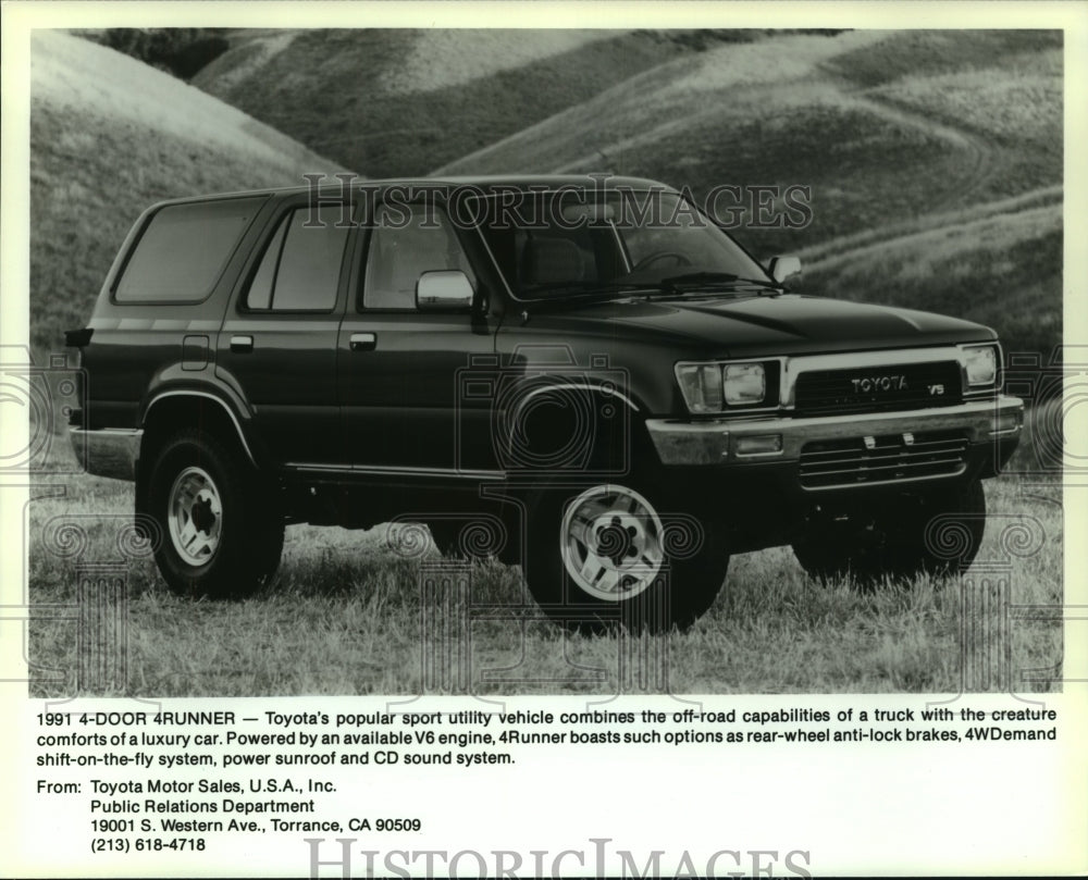 1991 Press Photo Toyota&#39;s popular sport utility vehicle, the 4-door 4-runner - Historic Images