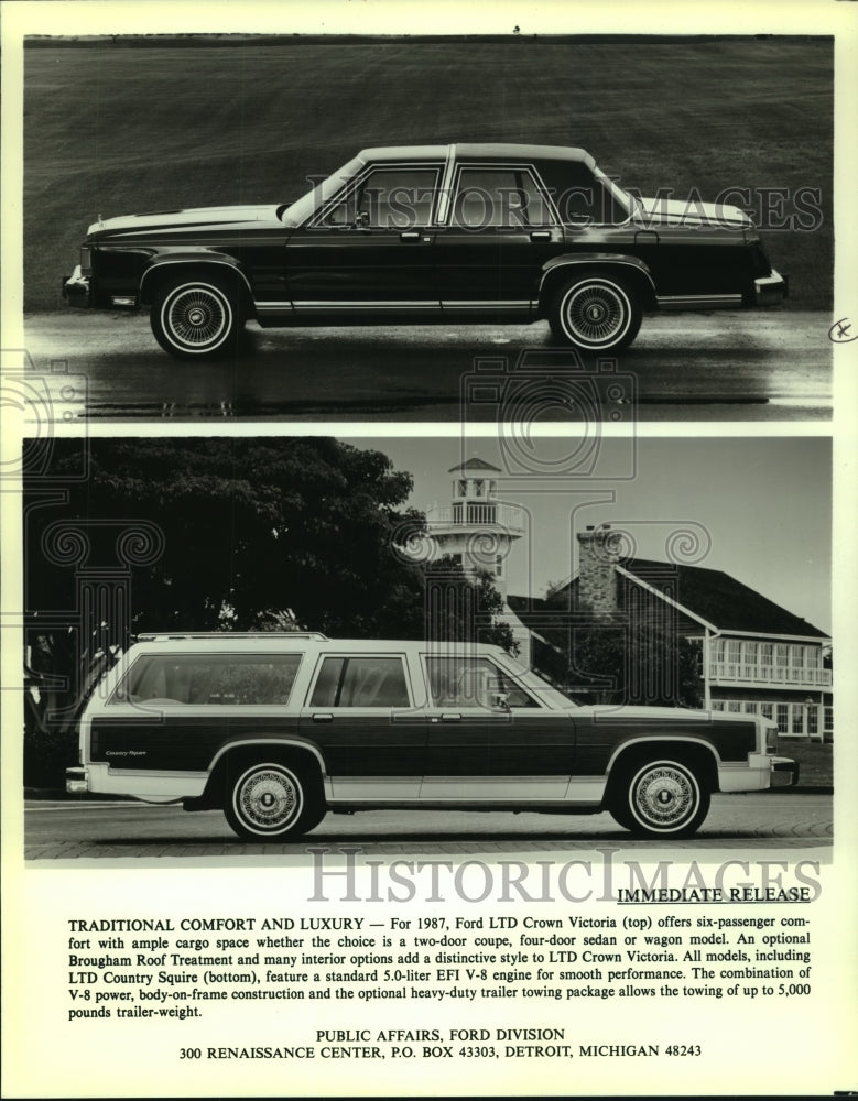 1986 A 1987 Ford LTD Crown Victoria (top), new station wagon (below) - Historic Images