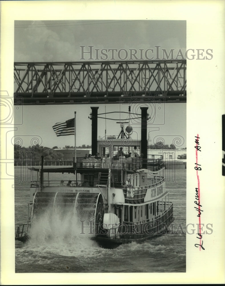 1990 Press Photo The Cotton Blossom Zoo Cruise heads upriver to Audubon Park - Historic Images