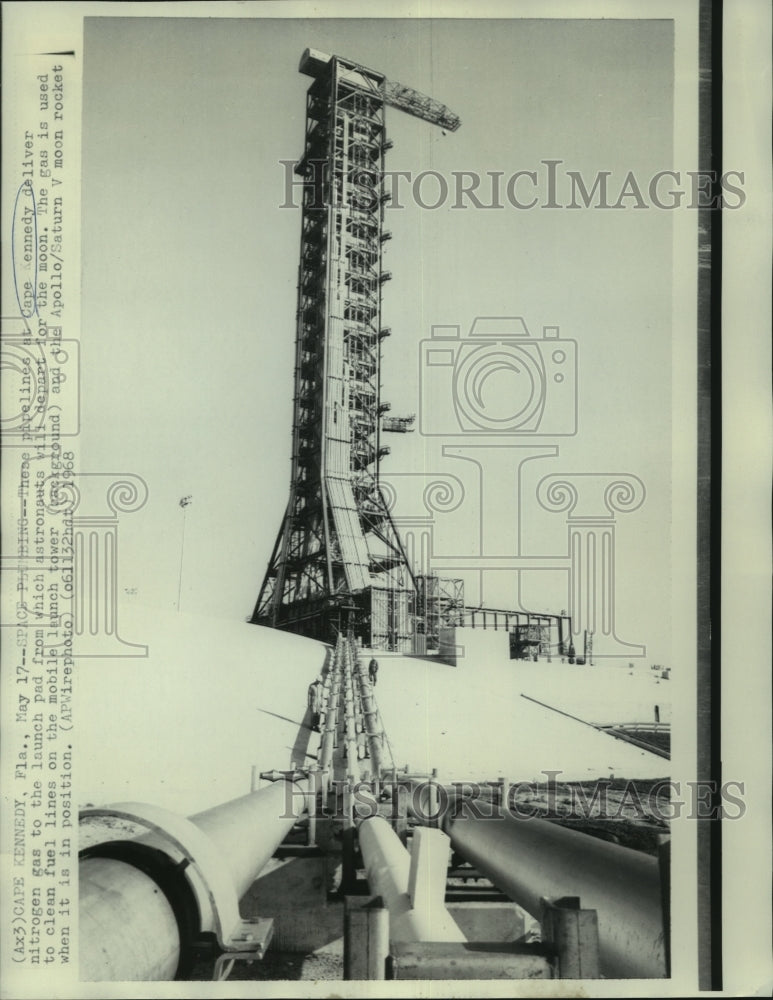 1968 Pipelines deliver nitrogen gas to a spacecraft launching pad - Historic Images