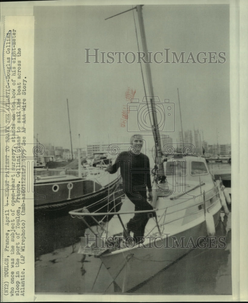 1975 Heart patient Douglas Cellini stands on his eight-meter sloop - Historic Images