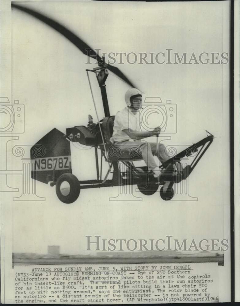 1966 Press Photo Autogiro air craft in flight - not04640- Historic Images