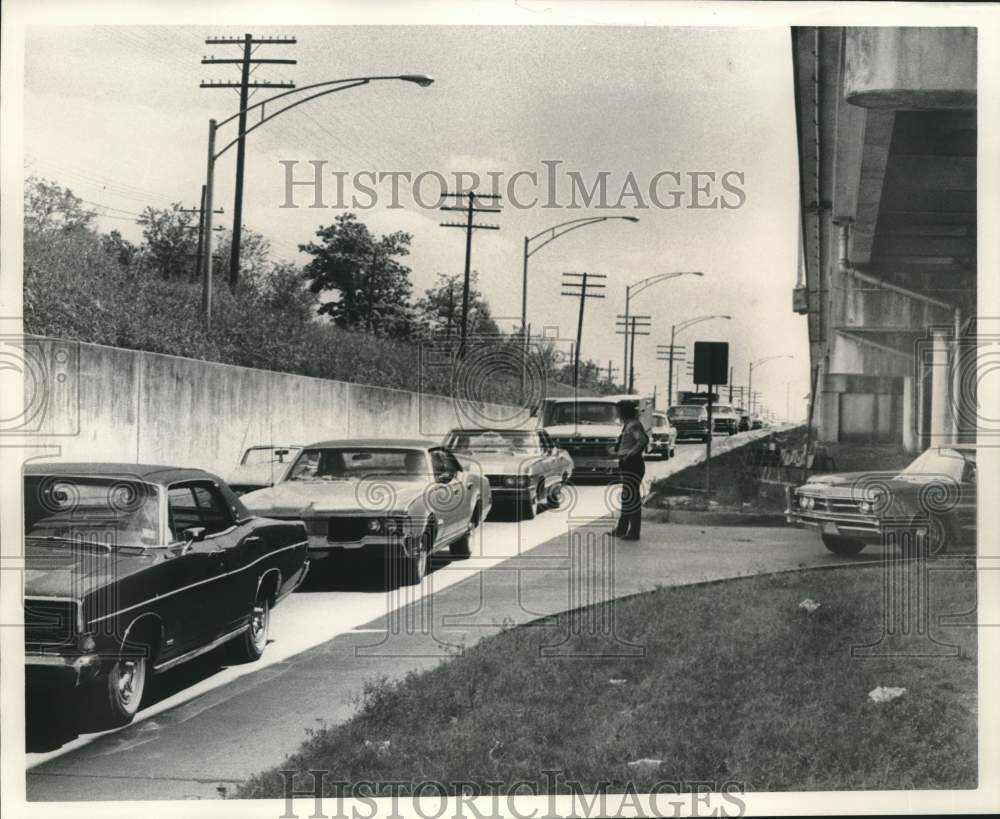 1972 Press Photo Pontchartrain Expressway traffic build-up on I-10 &amp; Metairie Rd - Historic Images