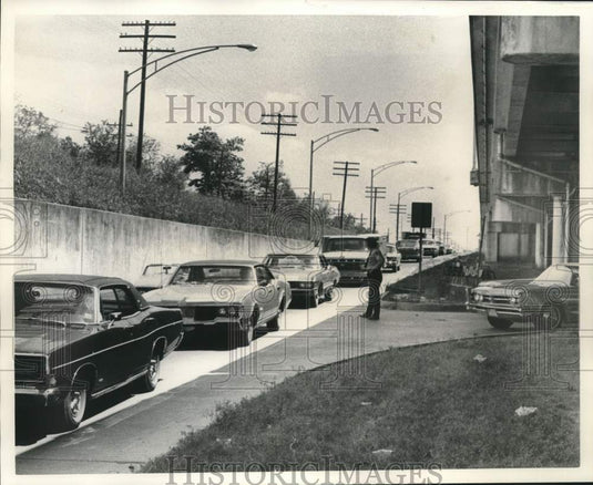 1972 Press Photo Pontchartrain Expressway traffic build-up on I-10 & Metairie Rd - Historic Images