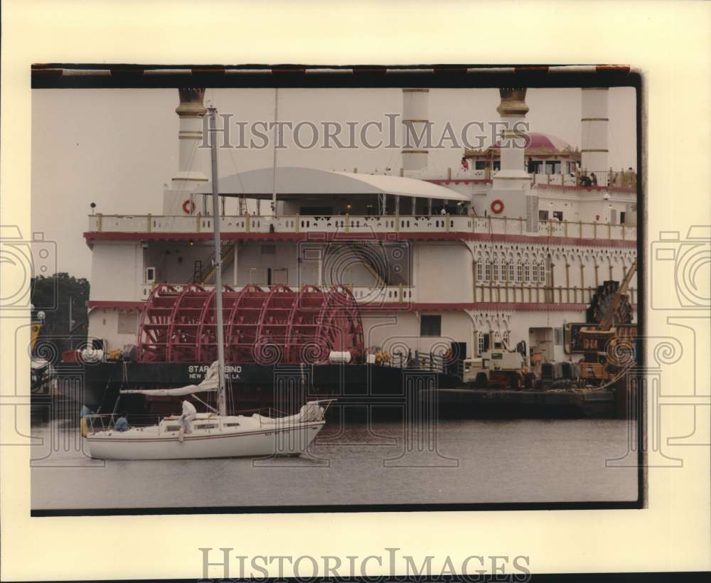 1995 Sailboat Passes In Front Of Star Casino Gambling Boat - Historic Images